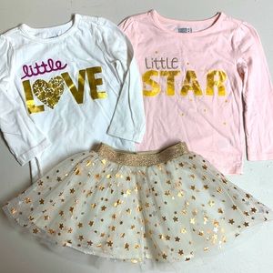 Crazy 8 outfit with two long sleeve shirts and a tulle skirt. 18-24 months.